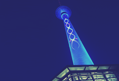 Example of lasermapping on the TV-Tower in Berlin