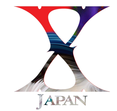 文字の部分がカラフルなX JAPANのロゴの画像