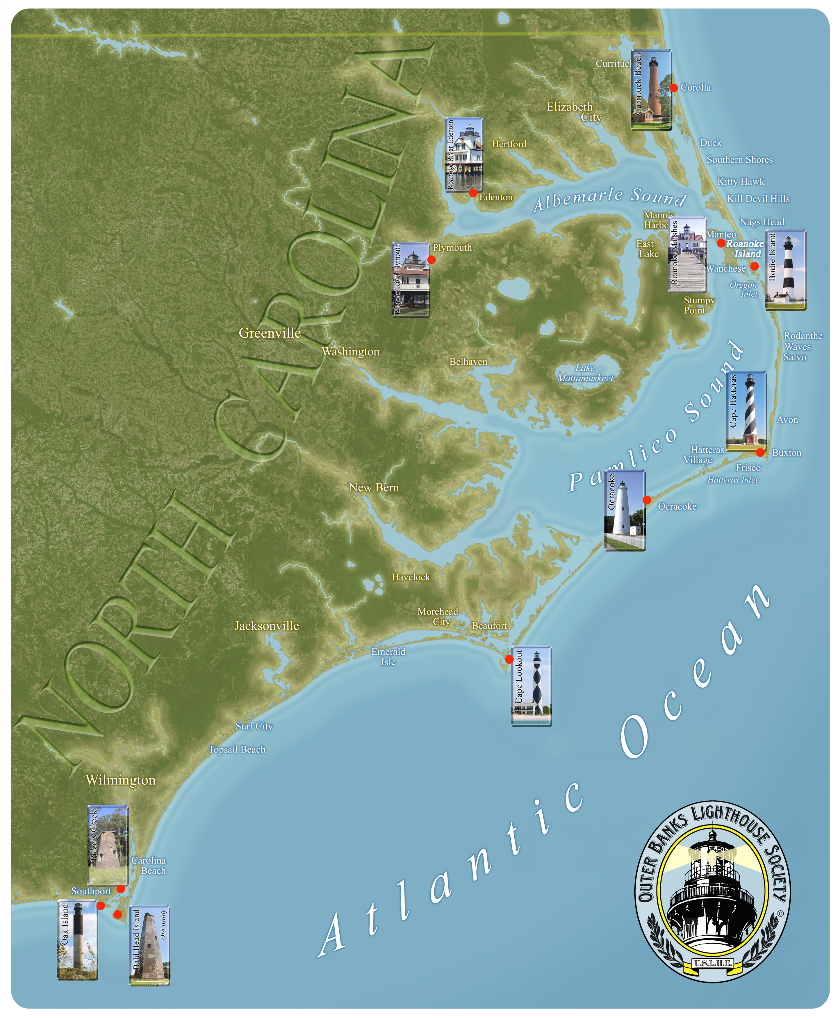 Map Of Nc Lighthouses Best Map Cities Skylines